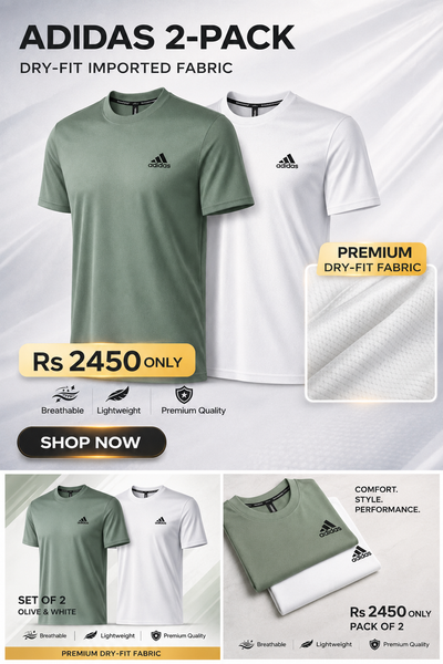 Men’s Adidas 2-Pack Tees – Imported Dry-Fit Fabric | Breathable Comfort