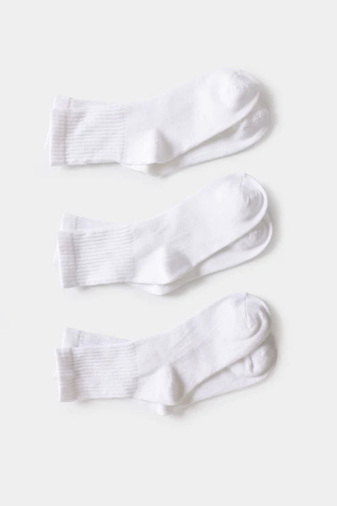 Pack of 3 Men’s Crew Socks – White | 100% Cotton Everyday Comfort