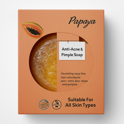 Papaya Anti Acne & Pimple Natural Exfoliating Soap - Vegan and Halal Certified Beauty Bar
