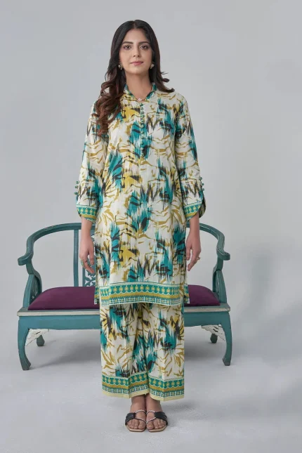 2PC Unstitched Printed Lawn Shirt and Trouser