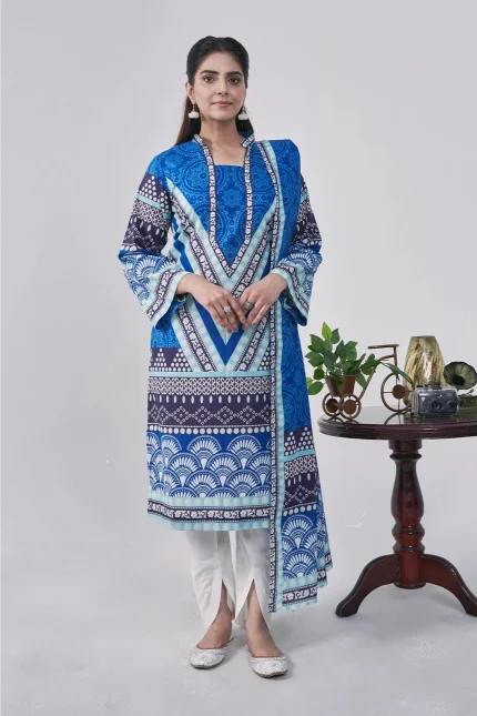 3PC Printed Unstitched Lawn Suit