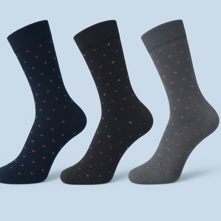 Pack of 3 | Tommy Hilfiger Long Socks | Dotted Design | Multi-Color | Premium Quality